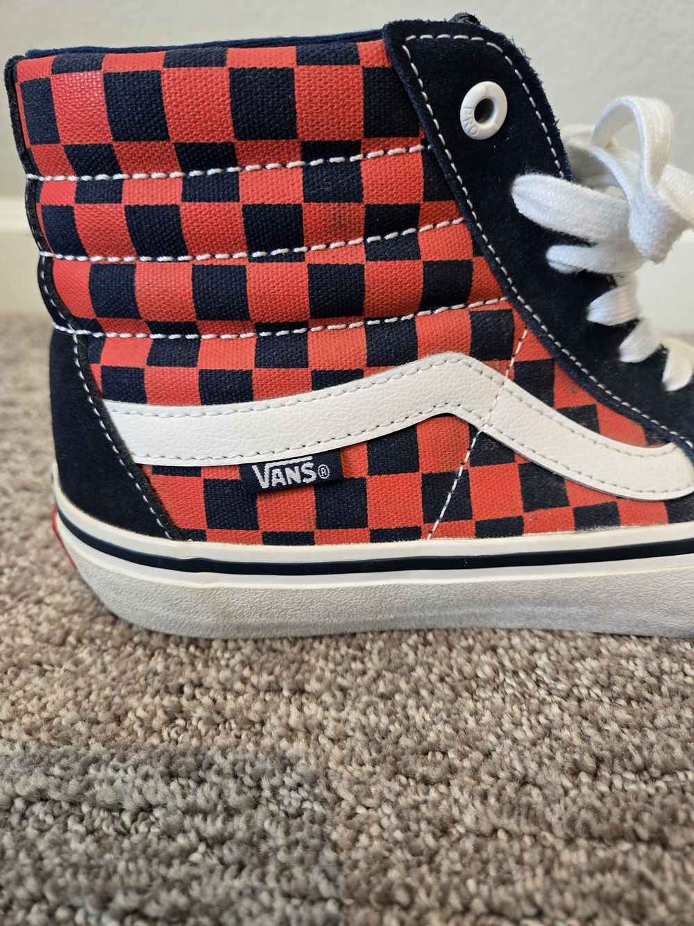 VANS Sk8-Hi Pro Blue/Red Check High Top Lace Up Suede Skate Sneakers Y2K - Picture 7 of 12